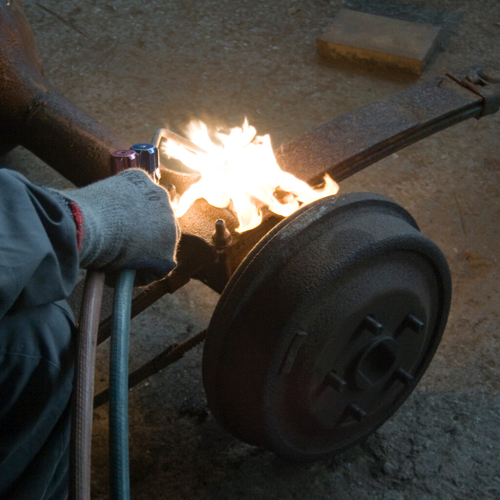 Welder with welding gloves