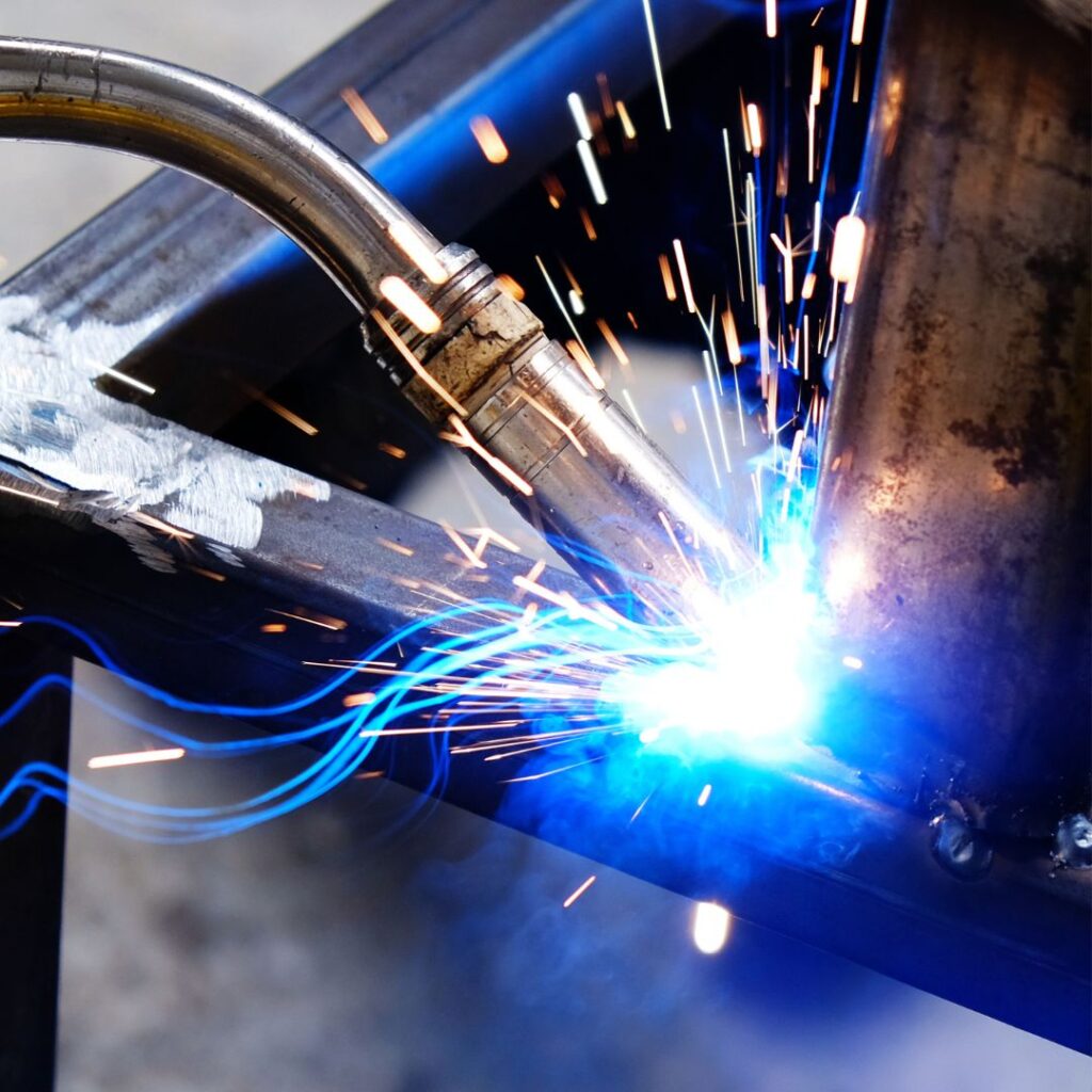Close up of welding tool and sparks