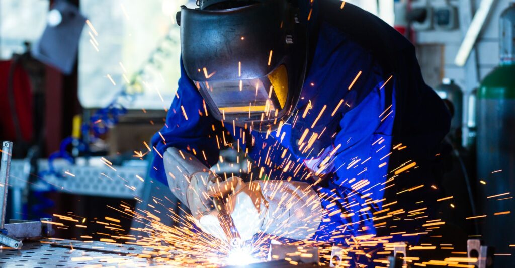 A welder welding