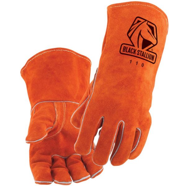 Orange work gloves
