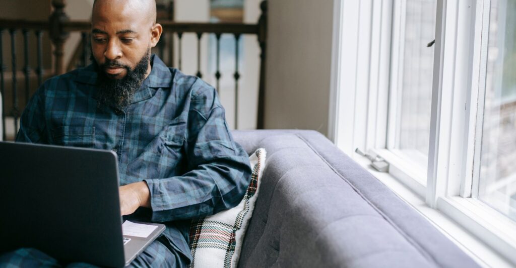 man looking for tools online