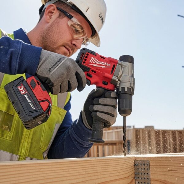 man using a Milwaukee power tool
